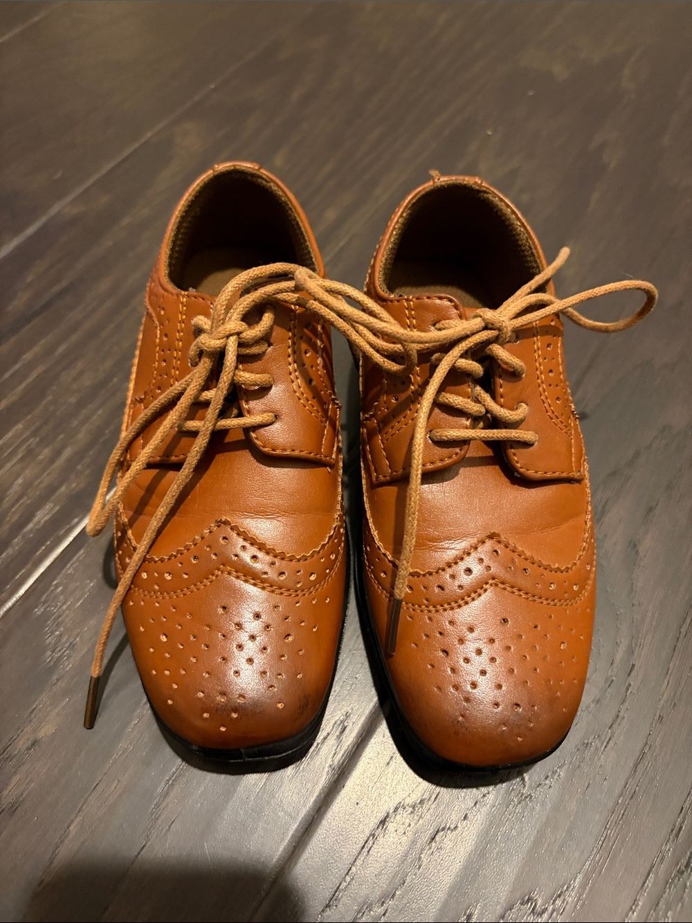 Deer Stags Boys' Tan Wingtip Brogue Dress Shoes